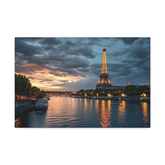 City of Lights: Parisian Twilight Tapestry - Urban Epochs Canvas