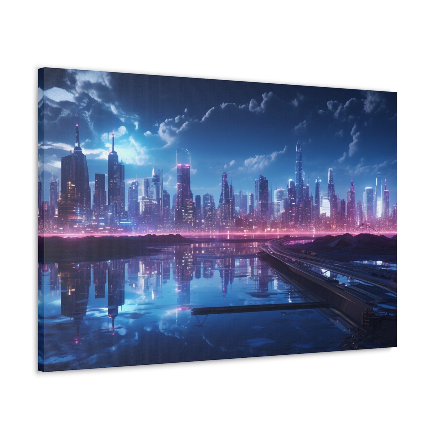 Futuristic Mirrors: Reflections of Tomorrow on Waterscapes - Urban Epochs Canvas