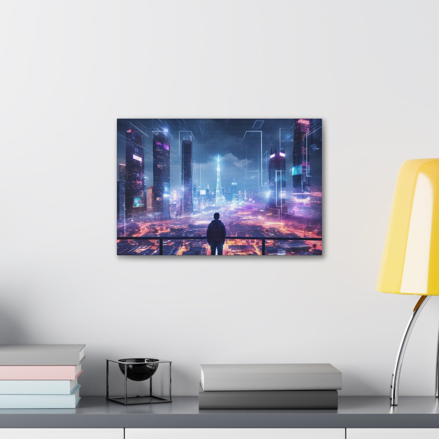 Luminous Utopia: Cyberpunk Nightscape - Urban Epochs Canvas