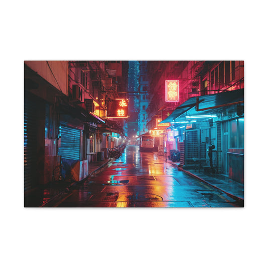 CyberScape Luminescence: Futuristic City Nights - Urban Epochs Canvas