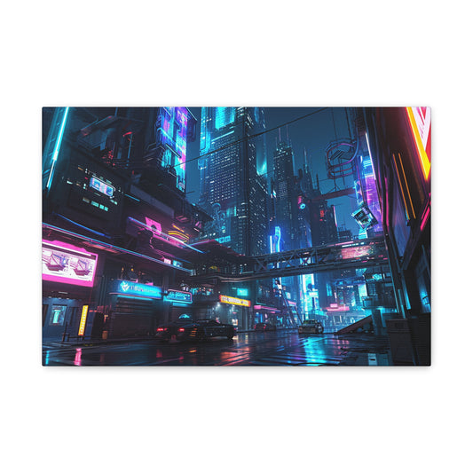 Urban Nocturne: Radiant City Lights - Urban Epochs Canvas