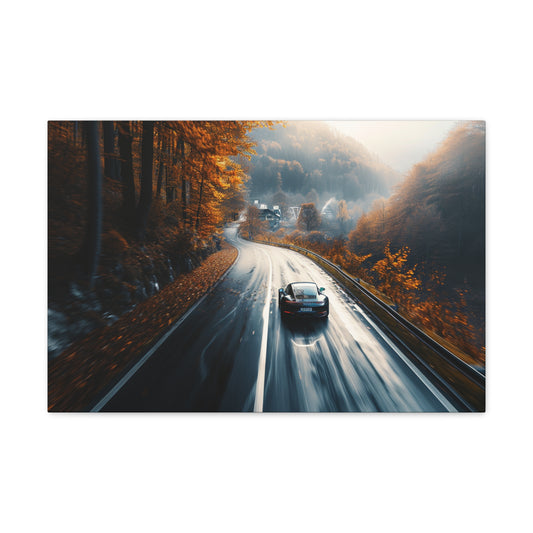 Autumn Serenity: Porsche 911's Elegance on Fall Roads - Velocity Visions Canvas