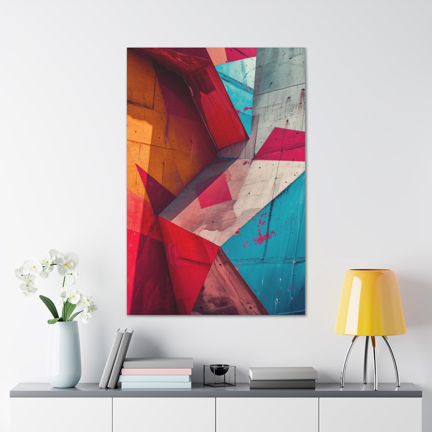 Chromatic Edges: Urban Mirage - Abstract Harmony Canvas