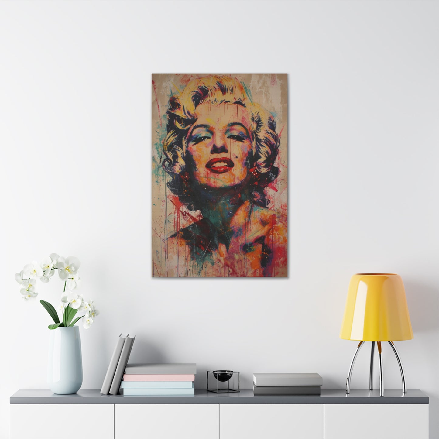 Eternal Glamour: Marilyn's Brushstroke Ballet - Pop Culture Magic Canvas