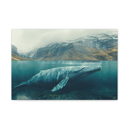 Sublime Depths: Whalesong Amidst Subaquatic Peaks - Creatures of the Sea Canvas