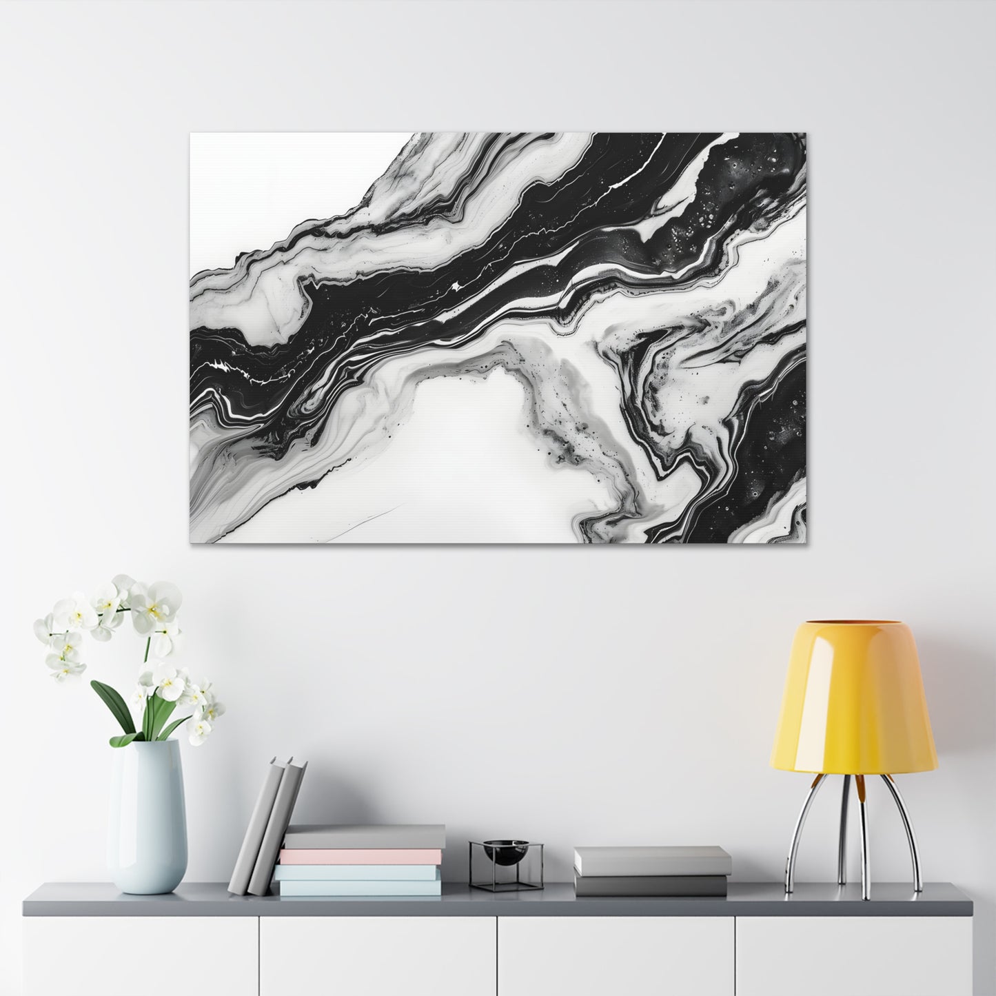 Mystic Monochrome Marble - Marbleized Canvas