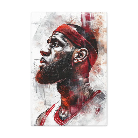 LeBron's Majesty: Artistic Portrait of Basketball Royalty - Athletic Expressions Canvas