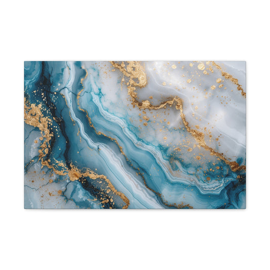 Azure Gilded Elysium - Marbleized Canvas