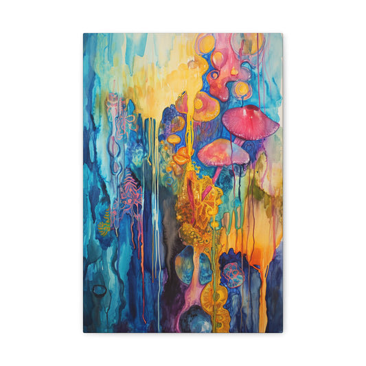 Whimsical Fungal Odyssey - Psychedelica Canvas