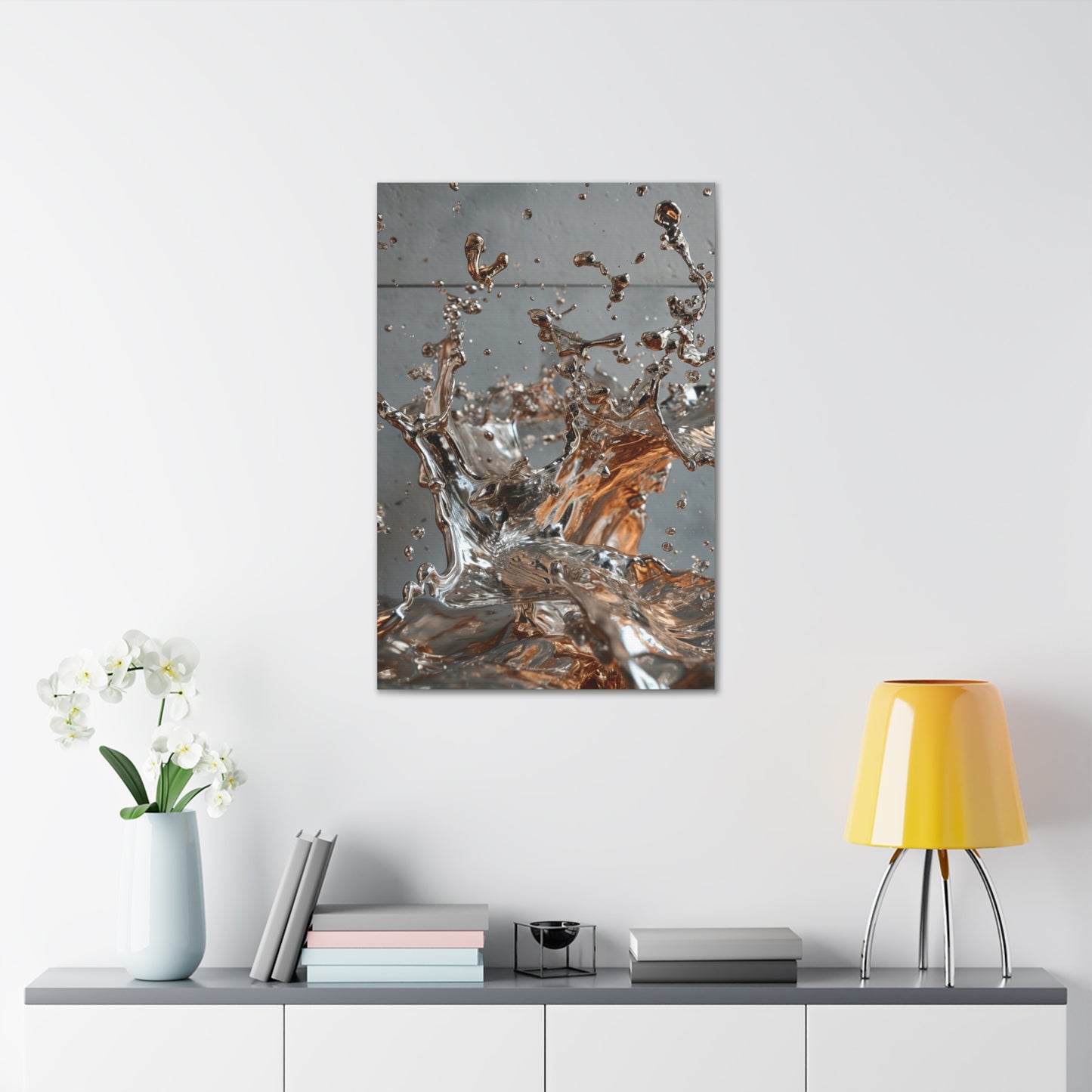 Molten Fusion: Chrome & Bronze Cascade - Abstract Harmony Canvas