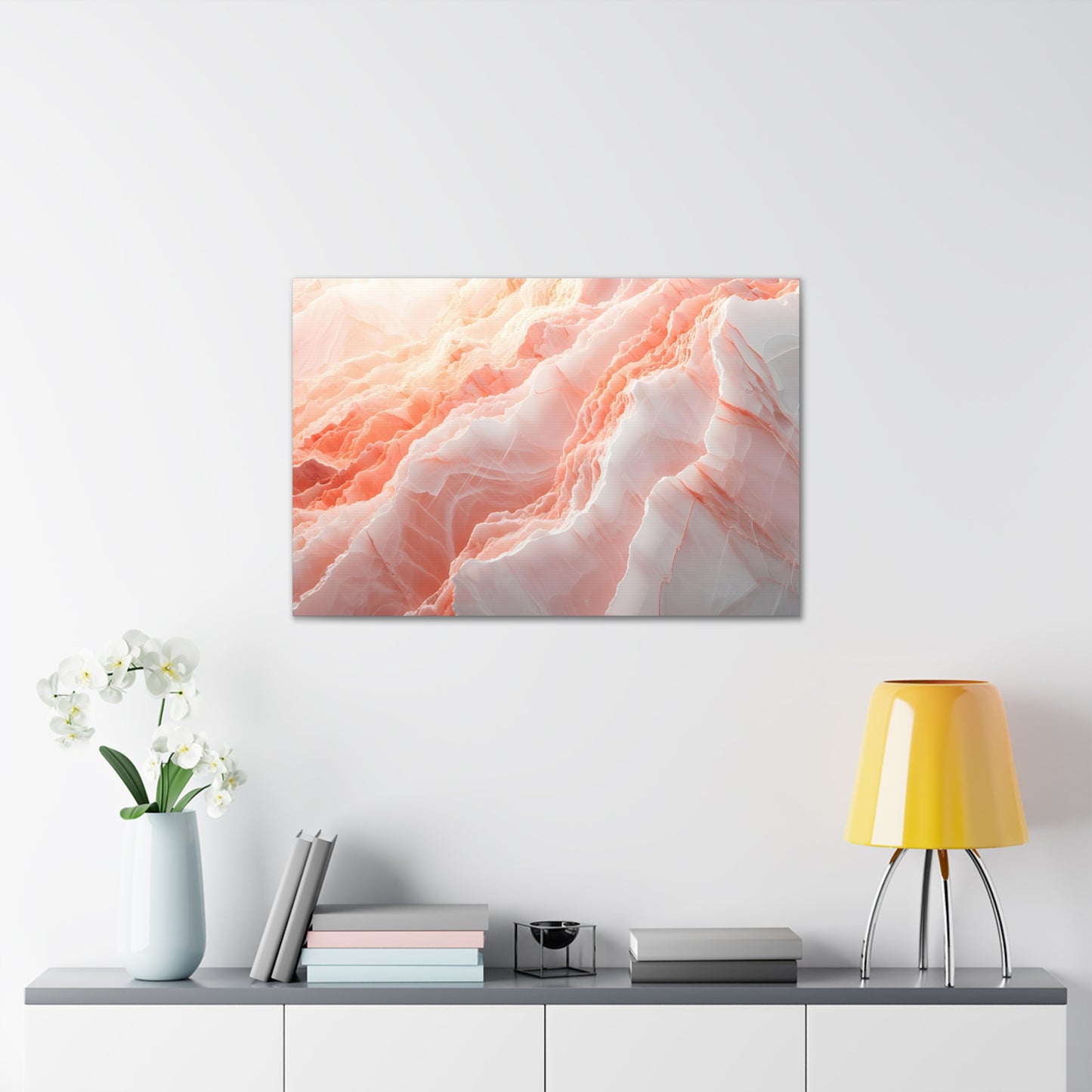 Blushing Marble Whispers - Marbleized Canvas