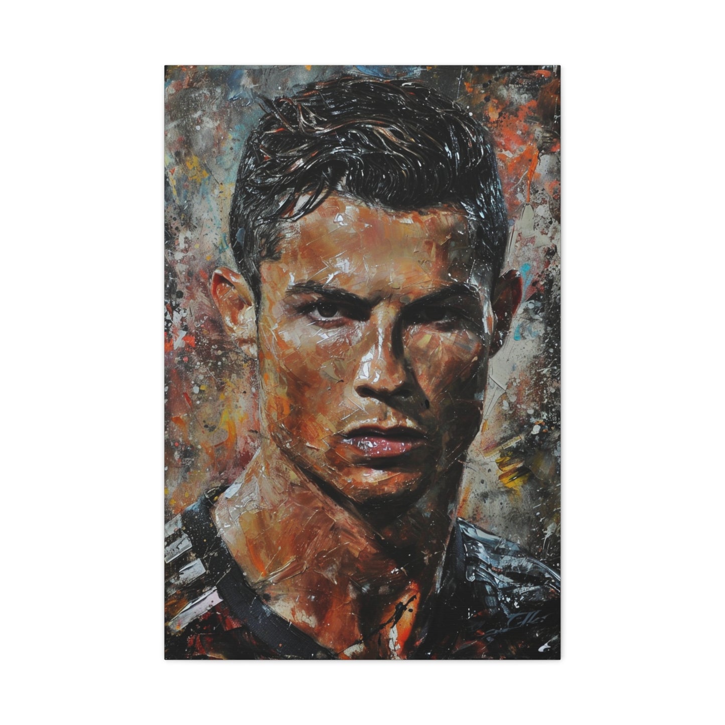 Ronaldo's Gaze: Artistic Portrait in Athletic Grandeur - Athletic Expressions Canvas