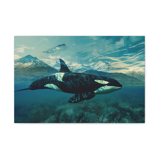 Ocean Symphony: Double Exposure Orca Whispers - Creatures of the Sea Canvas